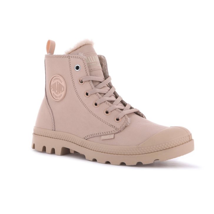 Palladium Pampa Hi Zip Leather S Women's Boots Pink | UK M018-EIQ